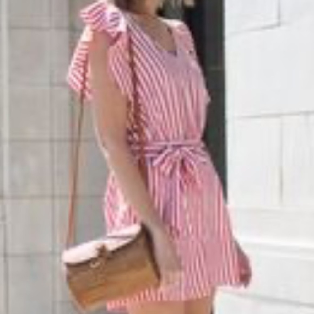 LOFT Striped Tie Shorts Romper - Picture 2 of 9
